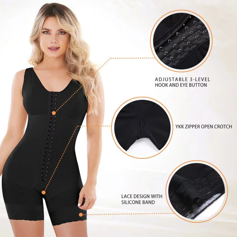 Tummy Control Body Shaper Bodysuit – Zipper & Open Crotch Design