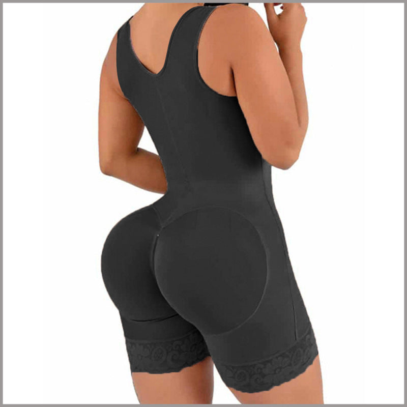 Tummy Control Body Shaper Bodysuit – Zipper & Open Crotch Design