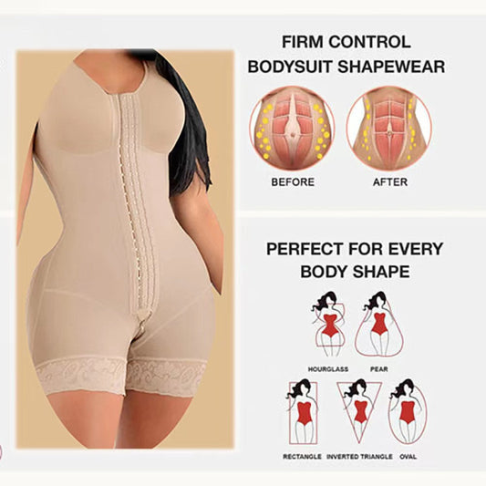 Tummy Control Body Shaper Bodysuit – Zipper & Open Crotch Design