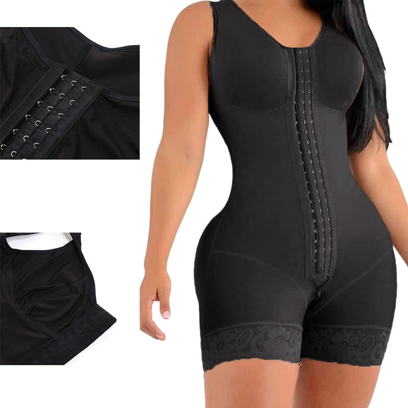 Tummy Control Body Shaper Bodysuit – Zipper & Open Crotch Design